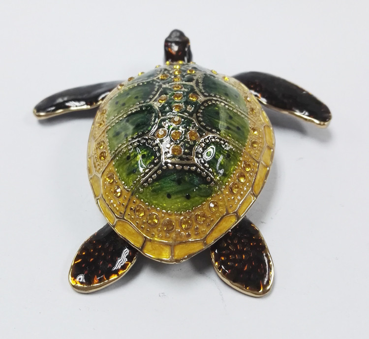Metal turtle jewelry box bedside turtle enamel metal jewelry box
