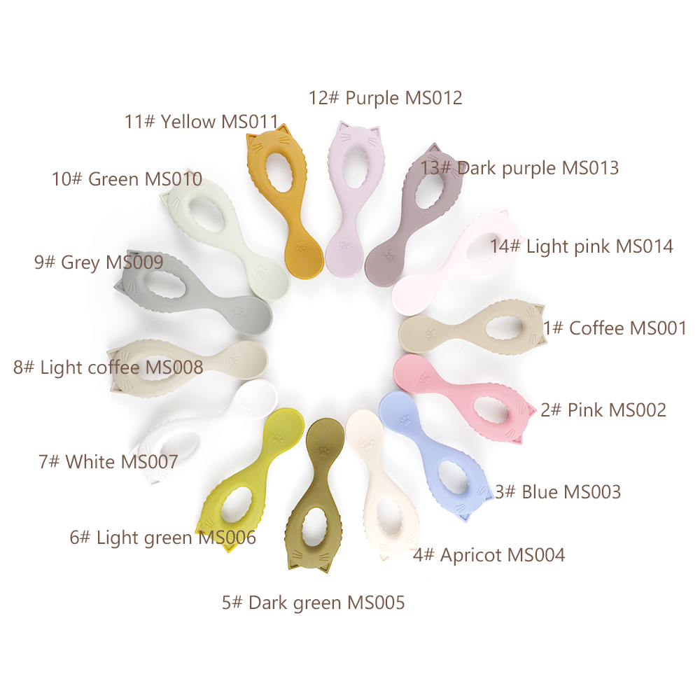 Cat Shape Silicone Tableware Set , Silicone Divided Cat Plate Cat shape spoon Non Toxic BPA Free