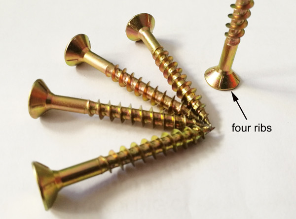 Chipboard Screw Yellow / White Zinc Countersunk Head DIN7505 Harden MDF Furniture