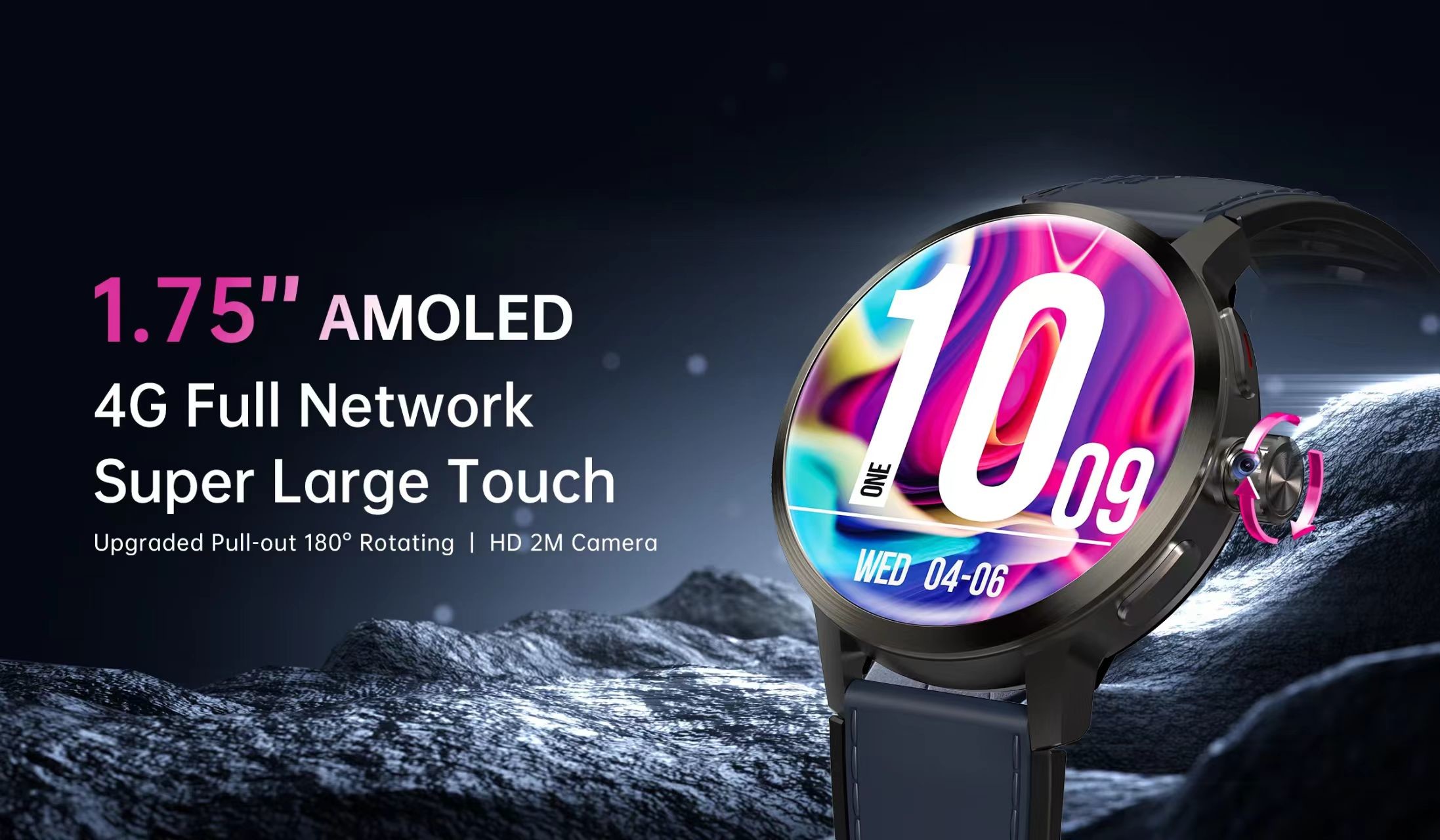 DM82 Global Version 4G Smart Watch 1.75inch AMOLED Screen Rotating Camera Video Call