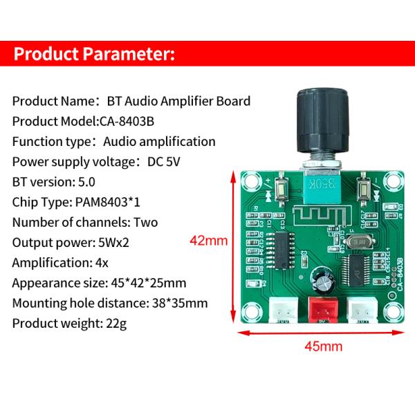 Ultra Clear BT 5.0 Power Amplifier Board PAM8403 for Professional DIY Wireless Speaker