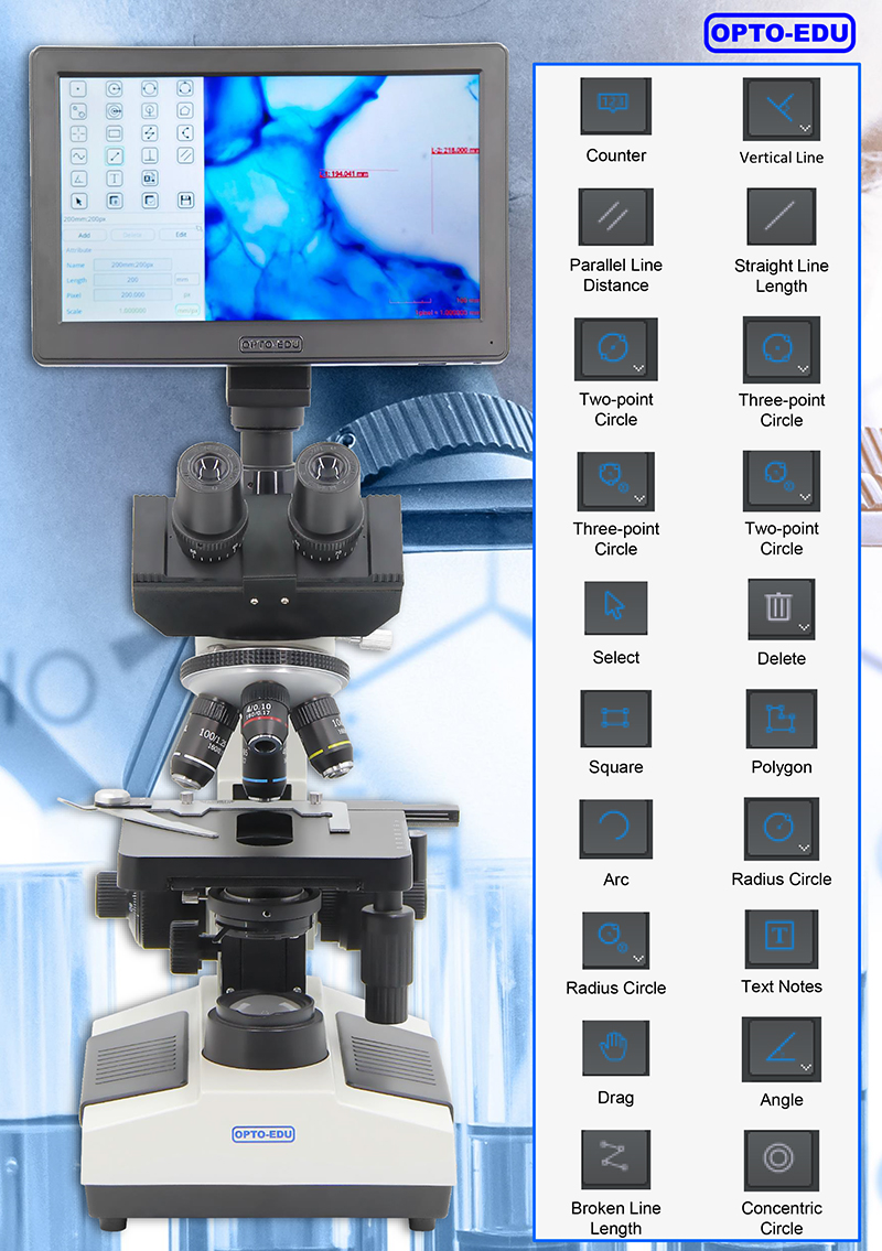 Portable 1600x Magnification 2.0x2.0um Digital Lcd Microscope