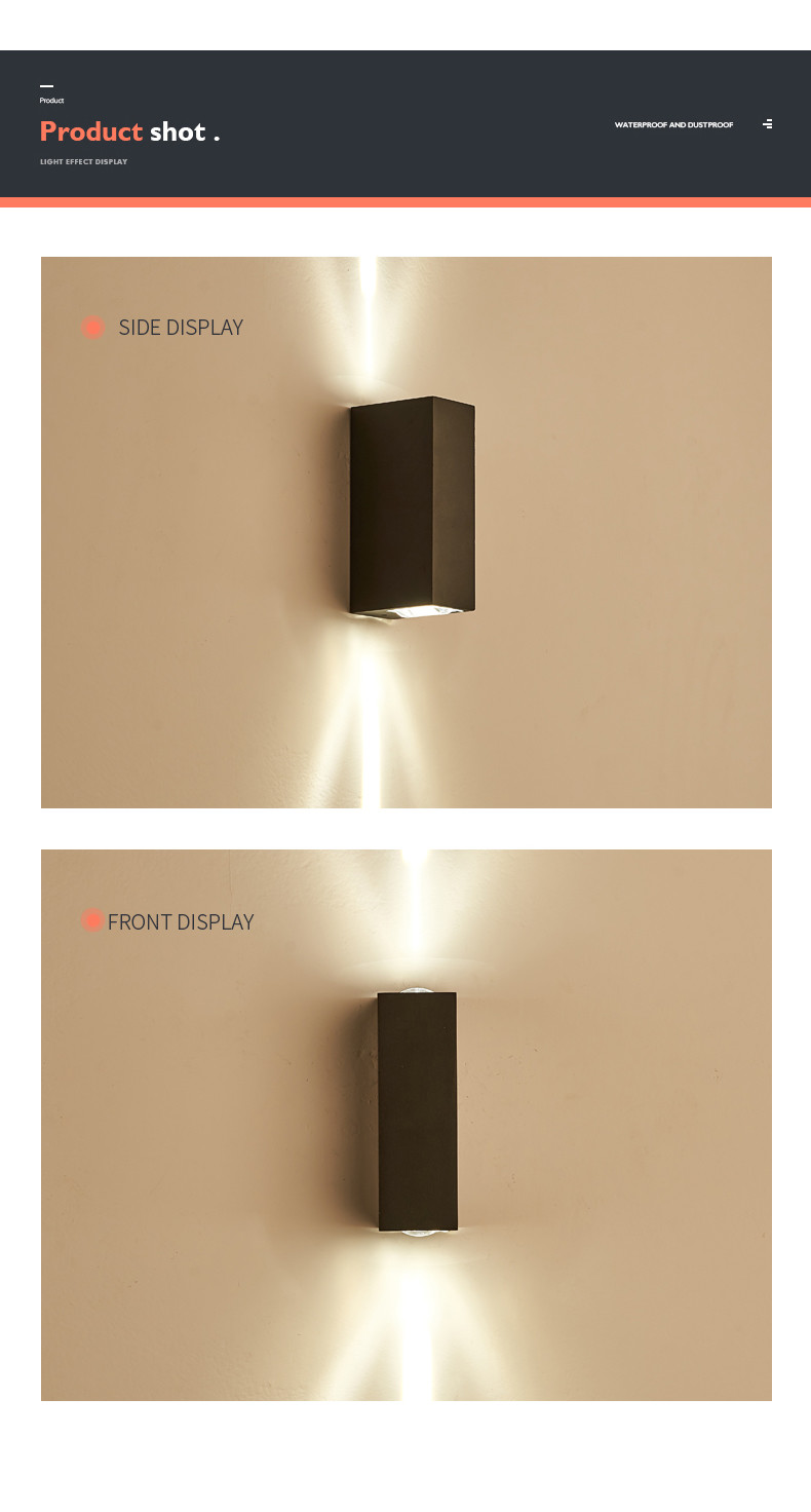4W 6w 14w Outdoor Waterproof LED Wall Lights for living room 4x12x6mm