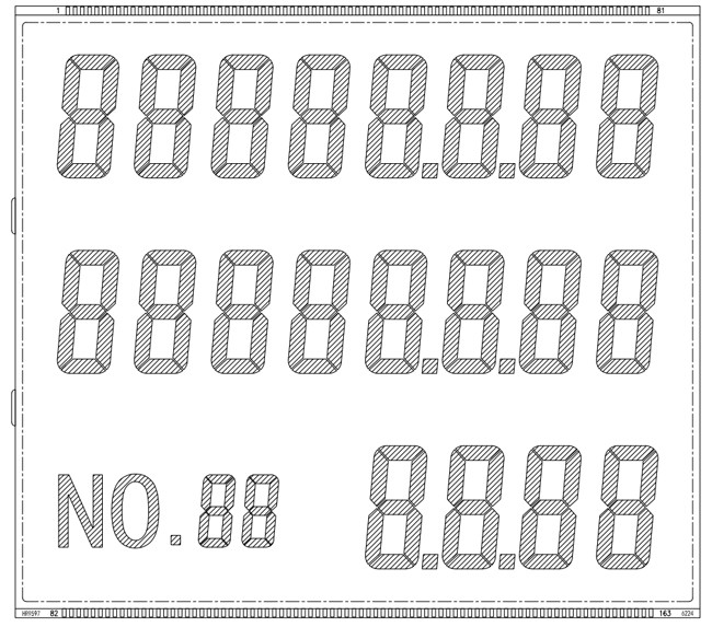 HTN Seven Segment LCD Display With Metal Pin Connector OEM ODM