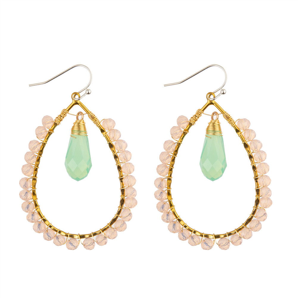 Grape Seeds Drop Shaped Handmade Beads Earring Multi Colors