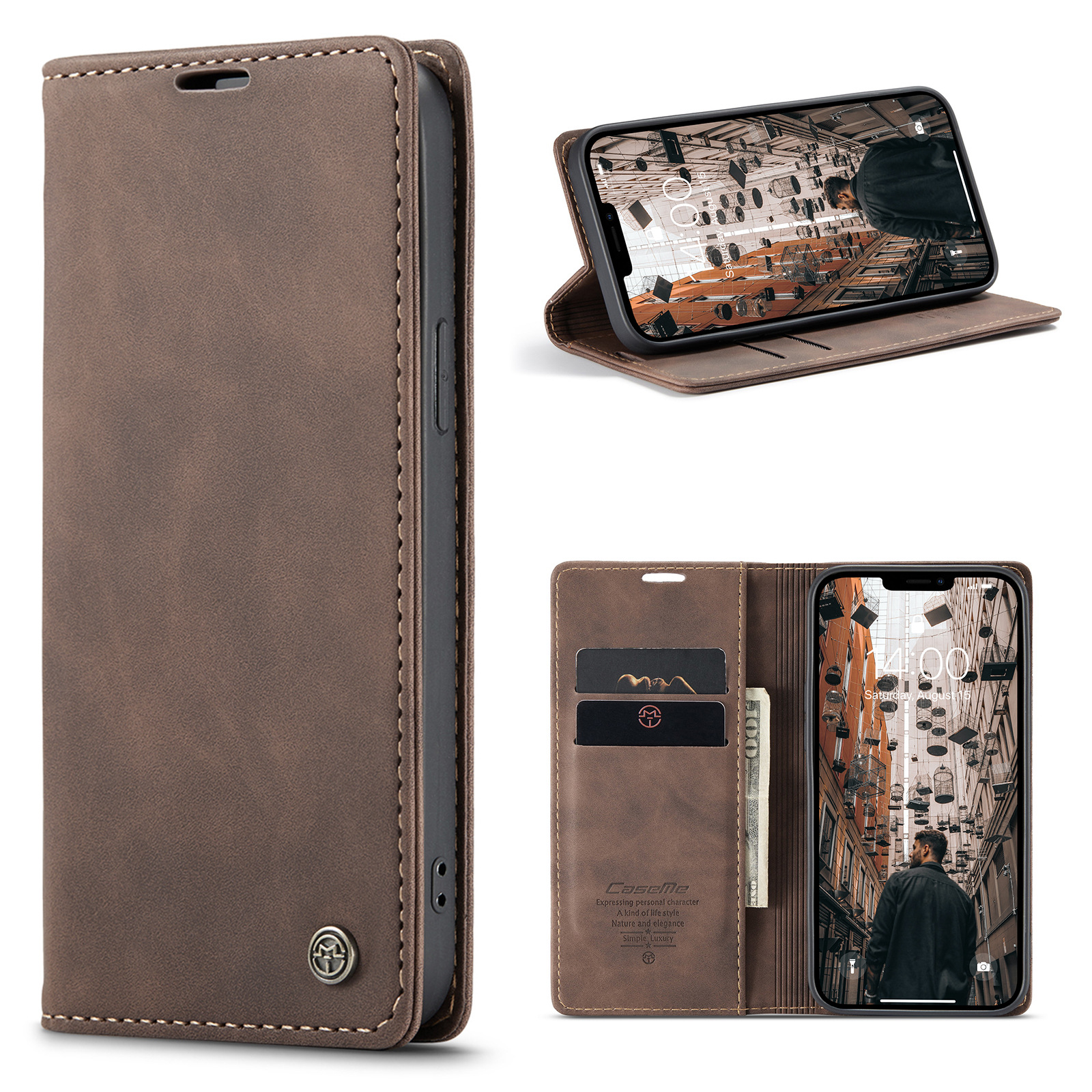 CaseMe 15 Ultra Luxury Wallet Case Card Magnetic Holder TPU Leather Back Cover For Iphone 15 Pro Phone Case
