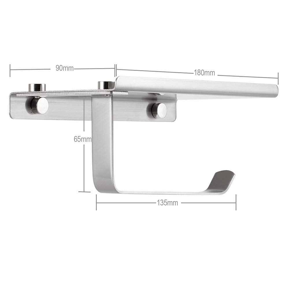 Stainless Steel Toilet Paper Holder / Commercial Toilet Roll Holder With Shelf