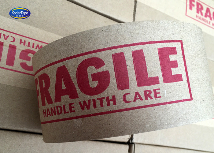 Brown Kraft Paper Tape Water Active Fragile Print For Box Sealing Bunding