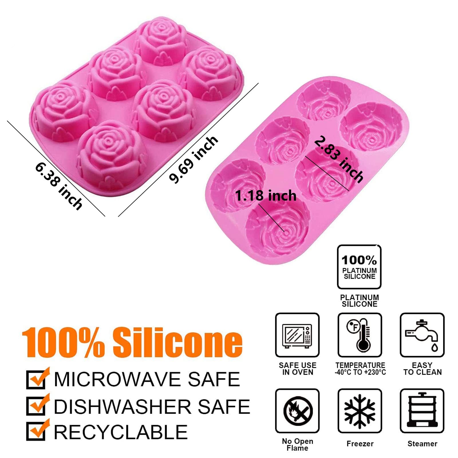 Silicone Rose Ice Cube Molds For Cocktails Whiskey XL Rose Flower Ice Cube Chocolate Soap Tray Mold Silicone Party Maker