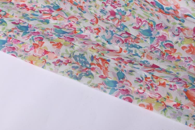 Printed Patterned Chiffon Fabric 75dx75d 85gsm Poly Chiffon