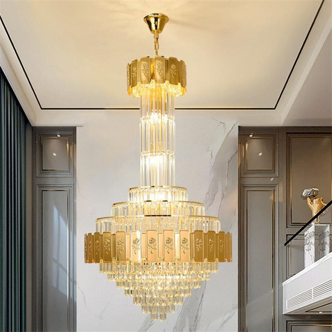 Golden Luxurious Elegant Grand Noble Sparkling Soft Lighting Design LED Crystal Chandelier
