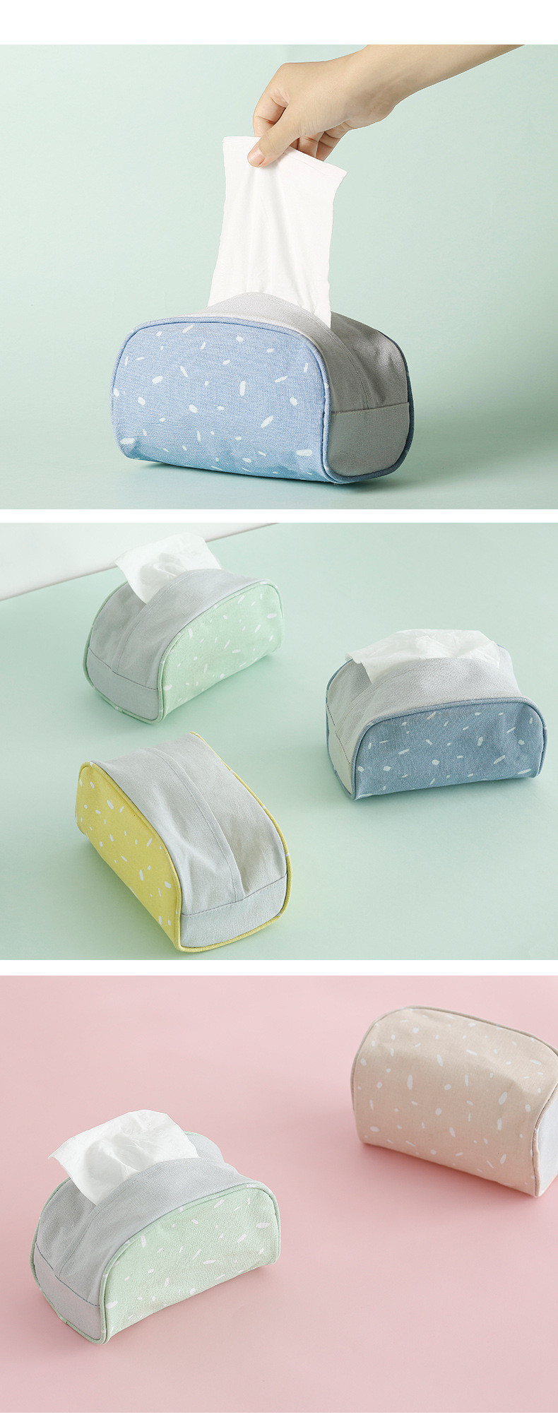 Colorful Desktop Canvas Tissue Bag Tissue Box Logo Customized