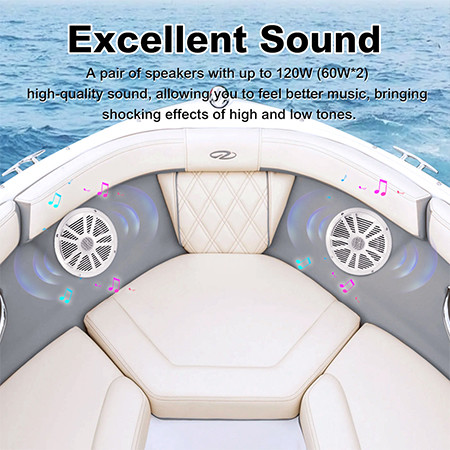 6.5inch Boat 2 Way Marine Speaker IPX4 Waterproof Loudspeaker For Speedboats And Yachts