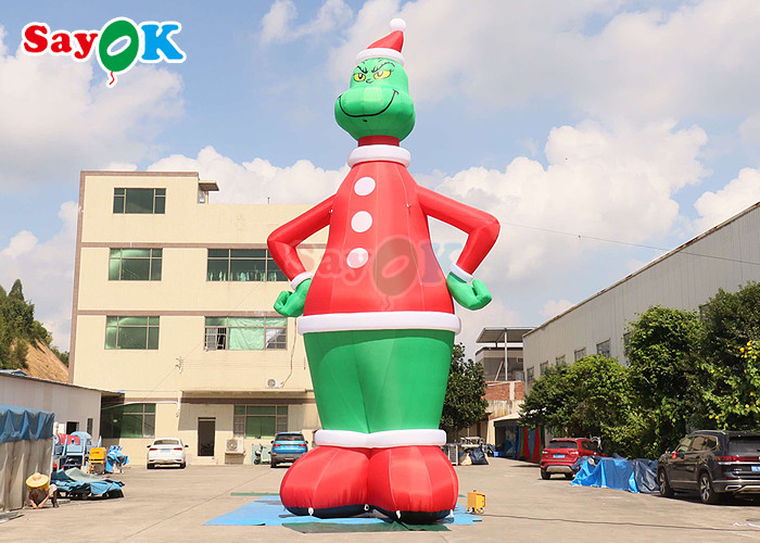 32.8FT Gemmy Christmas Airblown Inflatable Grinch With Santa Hat