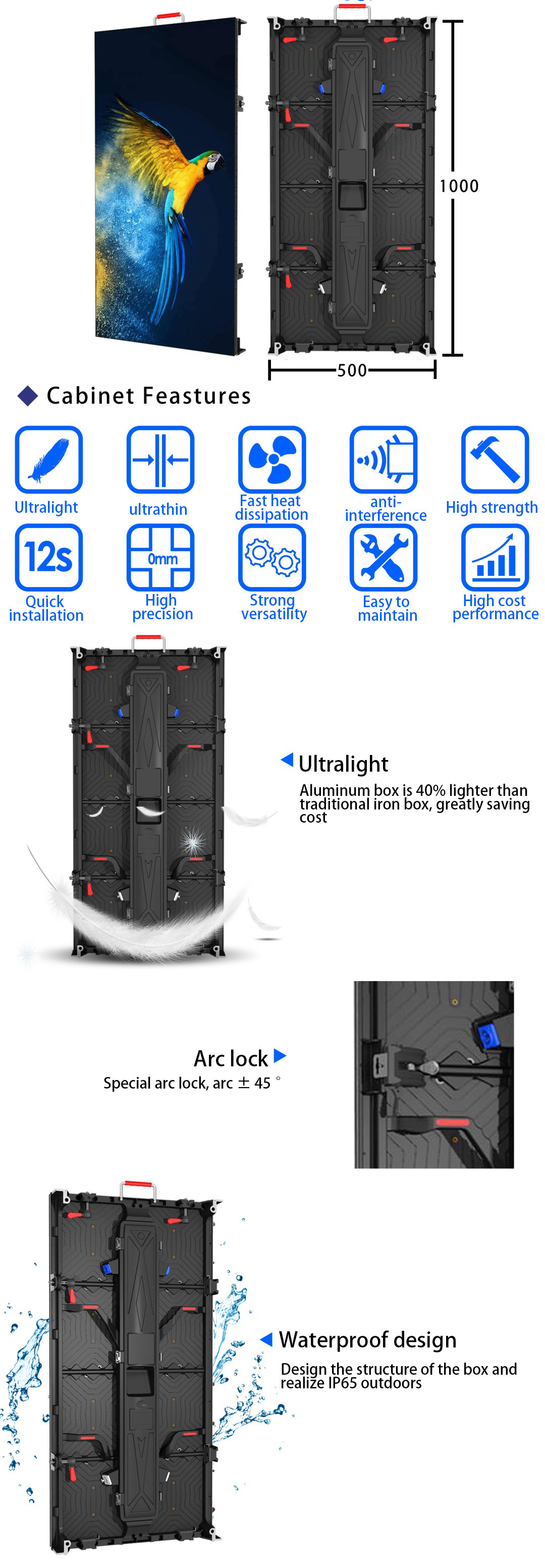 Stage Outdoor Rental LED Display Rental P6 IP65 Waterproof Die Casting