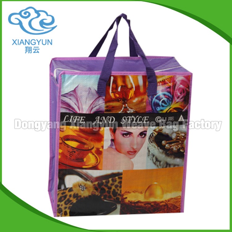 Zipper Top Woven Laminated Polypropylene Tote Bags Non Woven Grocery Bags