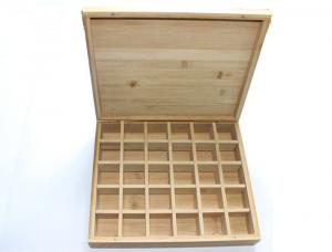 Bamboo Wooden Tea Bag Box , Wooden Tea Display Box With 30 Removable Slots