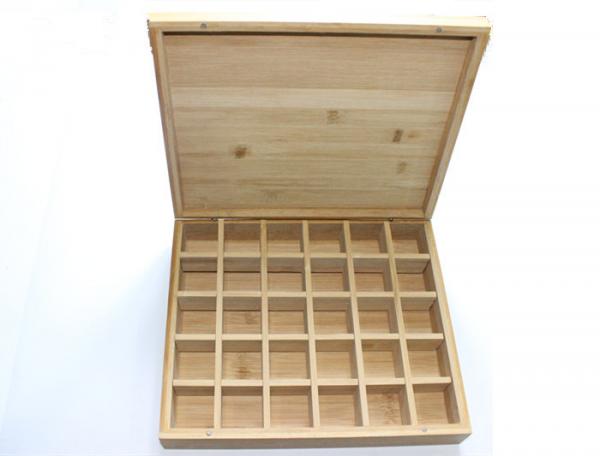 Quality Bamboo Wooden Tea Bag Box , Wooden Tea Display Box With 30 Removable Slots for sale