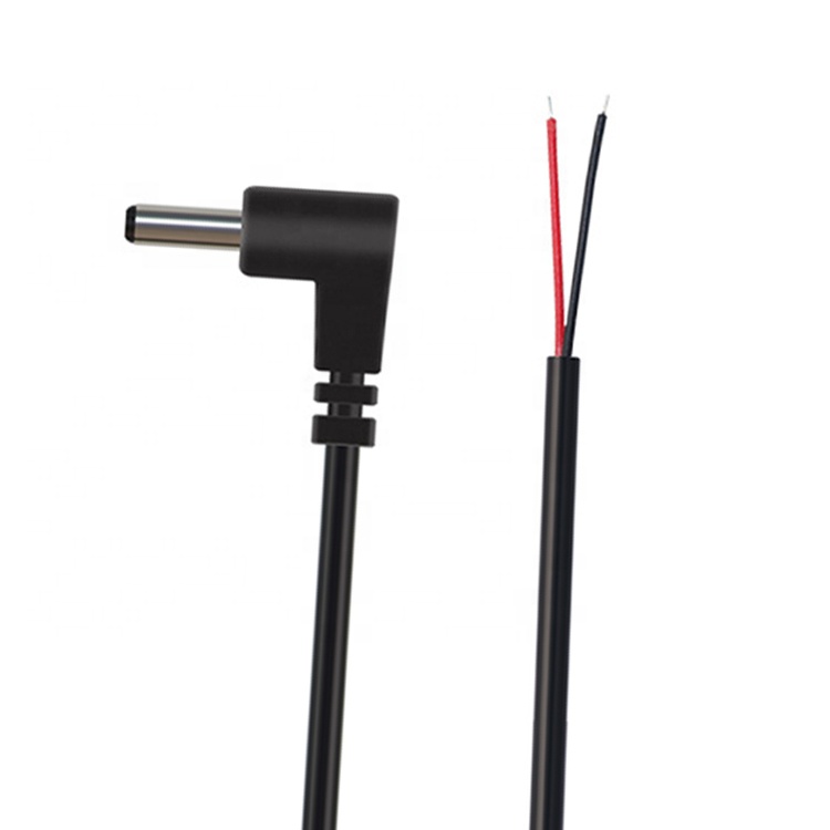 Customization 90 Degree Angle DC Barrel Jack Male 3.5x1.35mm to Stripped Tinned Wire Pigtail Bare End Cable