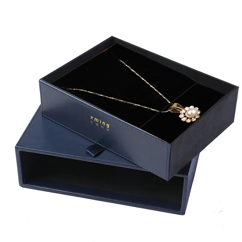 Custom Jewelry Storage Rigid Box Packaging Gold Hot Stamping Retail Packaging Box
