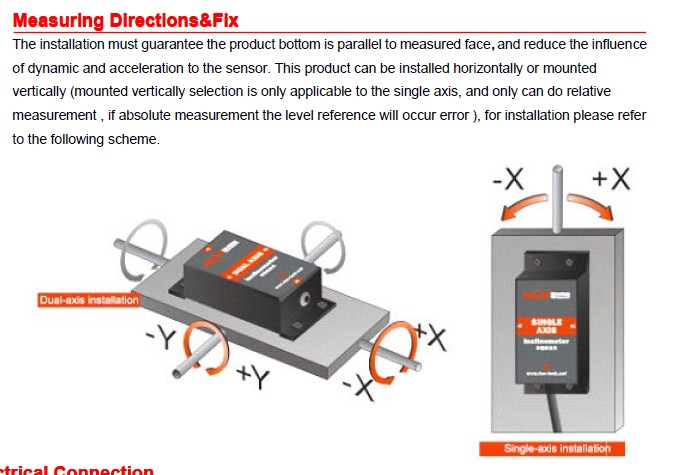 0.01 Deg Shockproof Slope Inclinometer Switch 0.2s Response Time