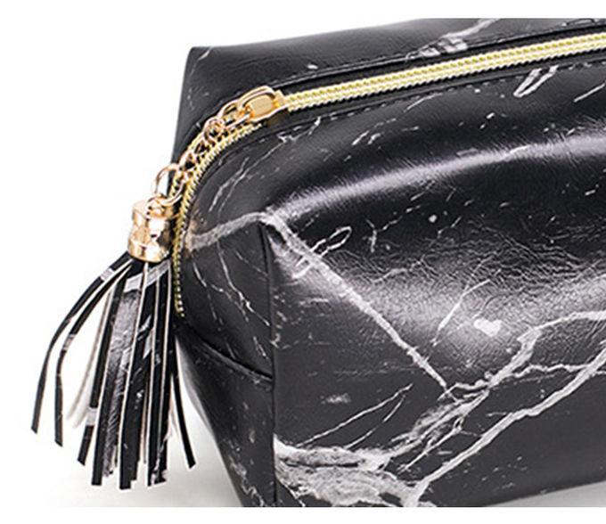 Black Travel Portable Waterproof PVC Makeup Handle Bag