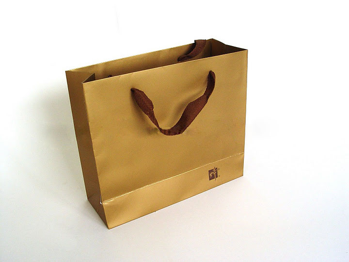 High Quality Imprinted Brown Craft Wax Paper Carrier Bags For Shopping