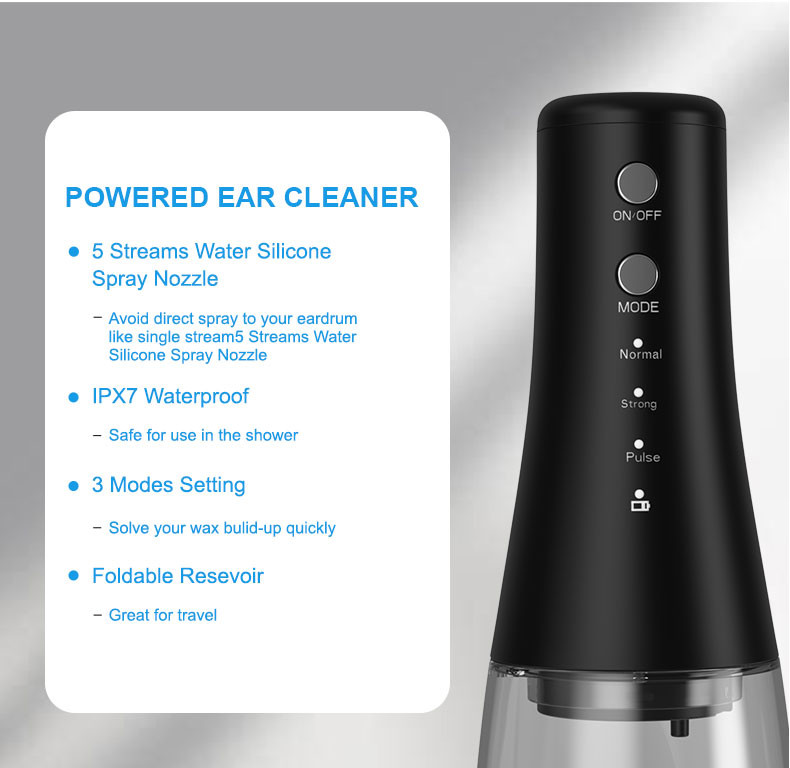 Ear Wax Cleaner IPX7 Waterproof 3 Working Modes Electric Portable Ear Cleaner