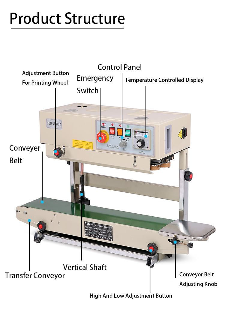 Electric Driven DUOQI FR-770 Continuous Band Sealer for Plastic Bag Shrink Sleeve Seaming