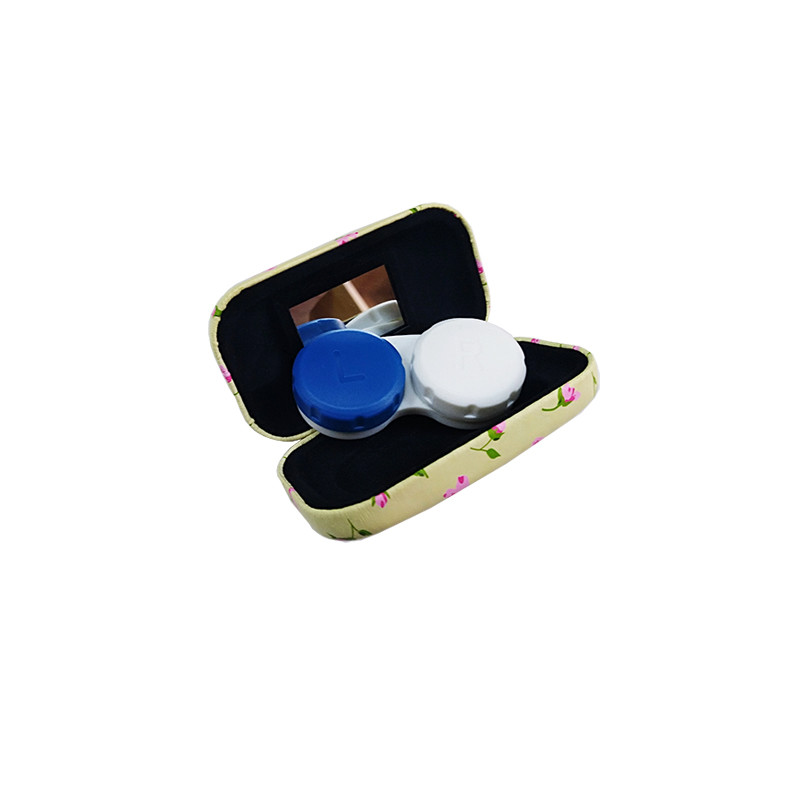 Cute lens storage case PU printed contact lens case with mirror