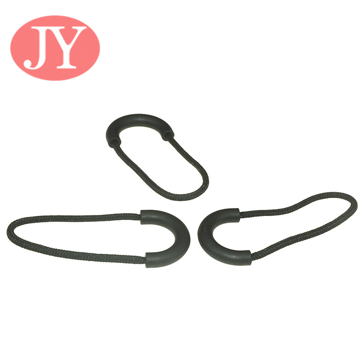 Jiayang Aglet jIAYANG u shape soft string black with white logo print circle TPU string zipper puller