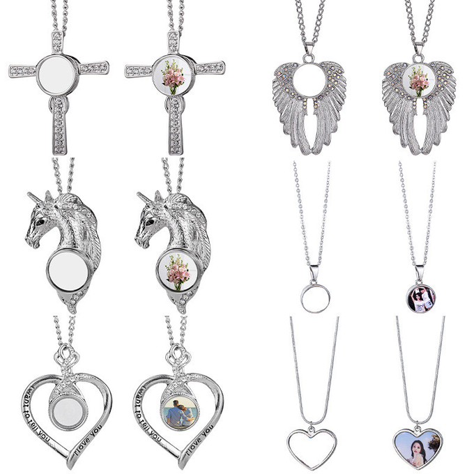 Sublimation Cross Necklace With Diamonds Customize Sublimation Blanks