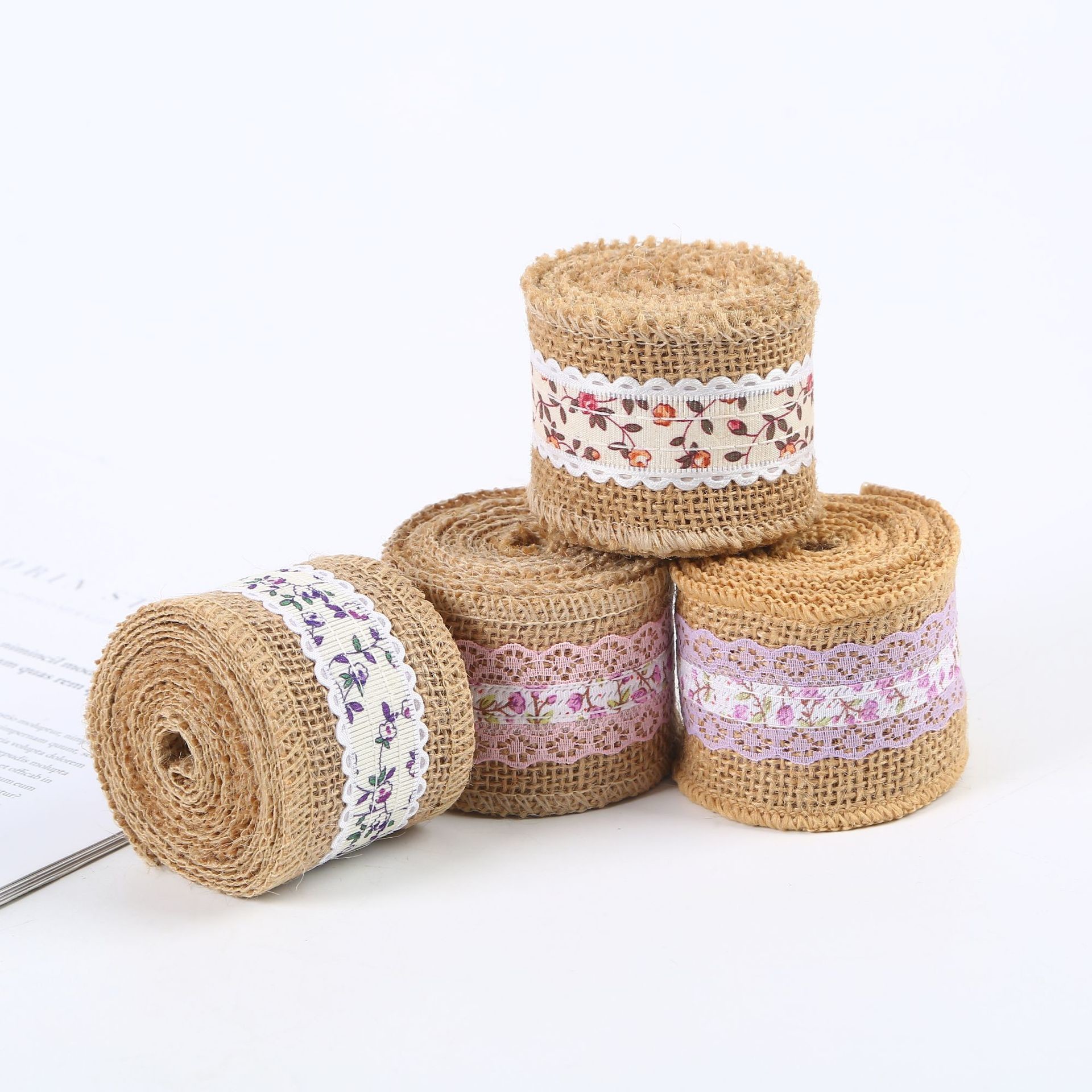 6.5cm Jute Burlap Ribbon Plain Satin Woven Edges 10 Yards Eco Friendly