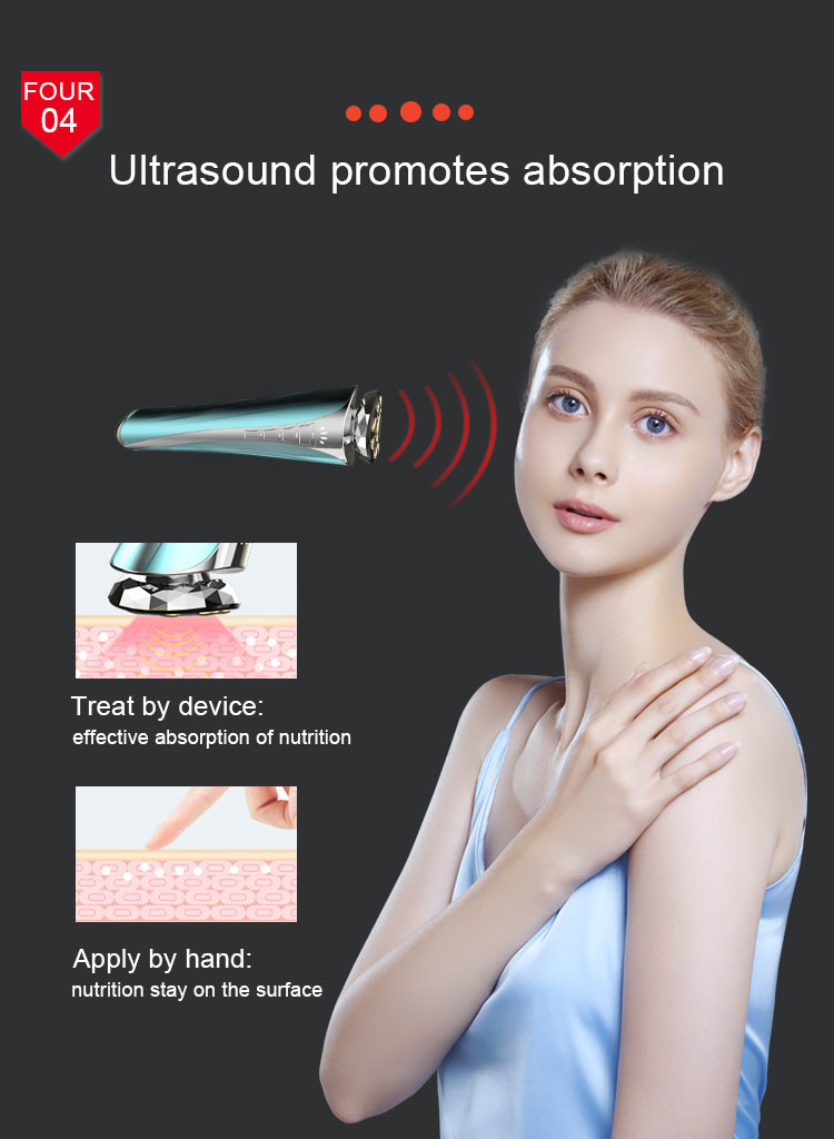 RF Ultrasonic Wave Face Beauty Device Home Use Red Blue Light Therapy