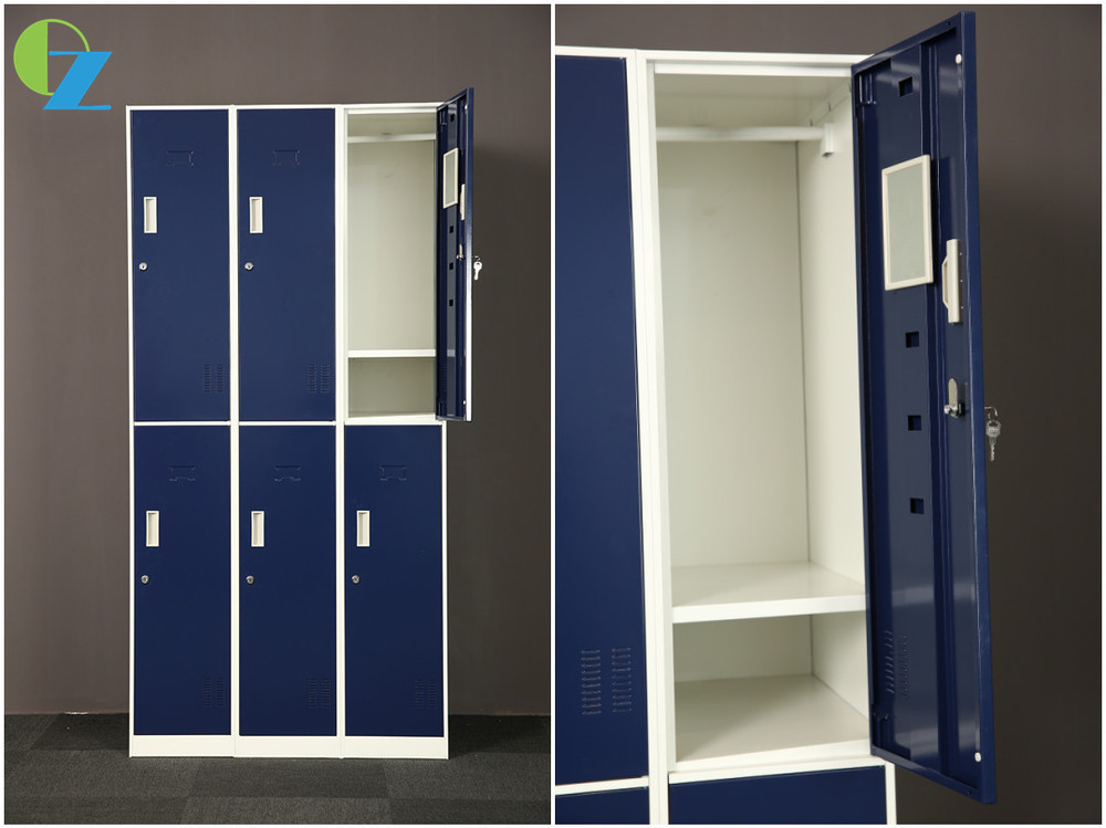Colorful 6 Door Steel Clothes Locker With Mirror Changing