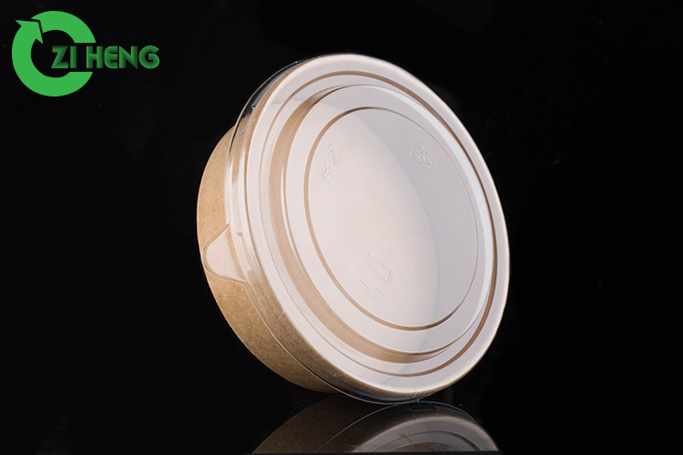 Disposable Takeaway 32oz Bamboo Paper Salad Bowls With Clear PET Lid