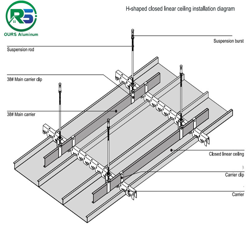 White Powder Coated 15mm Aluminium Strip Ceiling H Shaped Sheet Metal Ceiling