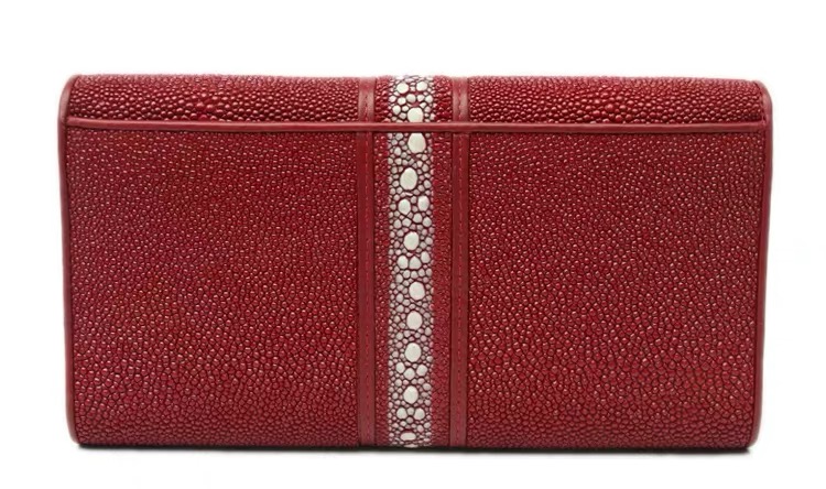 Stingray Skin Unisex Men Long Trifold Wallet Large Male Card Holders Genuine Leather Deep Blue Female Large Clutch Purse