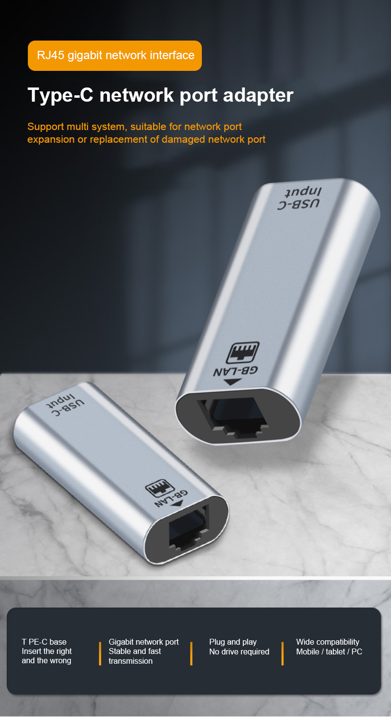 USB C Female to Ethernet Port Adapter 10/100/1000 Mbps Speed for Fast Network Connection