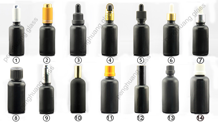 Cosmetic Black 50ml Glass Dropper Bottles Customized For Essential Oil