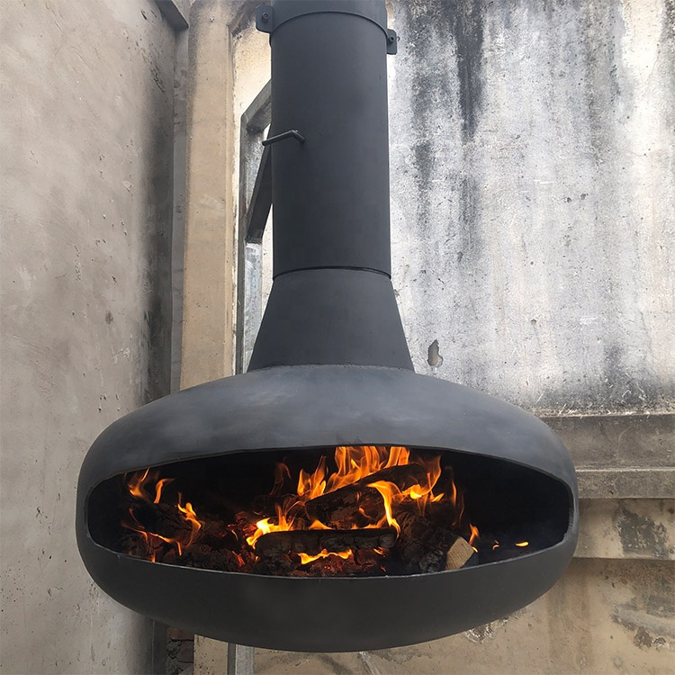 rustproof Hotel Suspended Wood Burning Stove Rotating Hanging Fireplace 1000mm