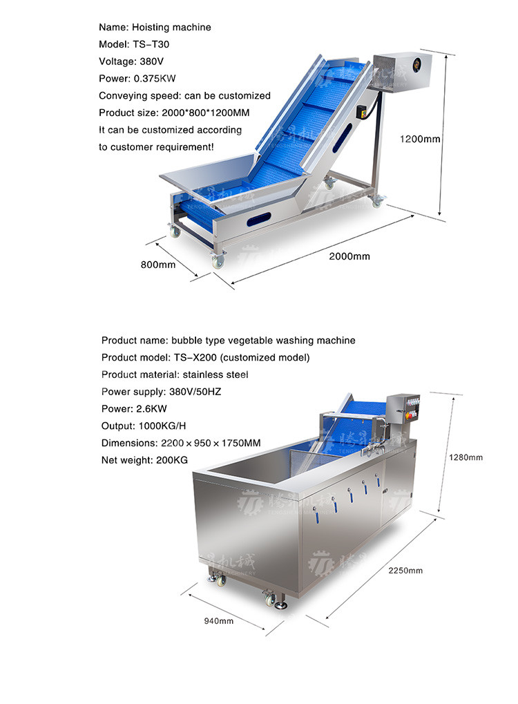 Supermarket Fruit And Vegetable Processing Line Cutting Lifting Washing