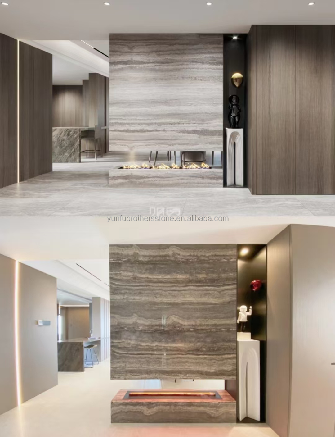 Travertine Marble Tile for Hotel Villa Polished Silver Stone Cladding and Decoration