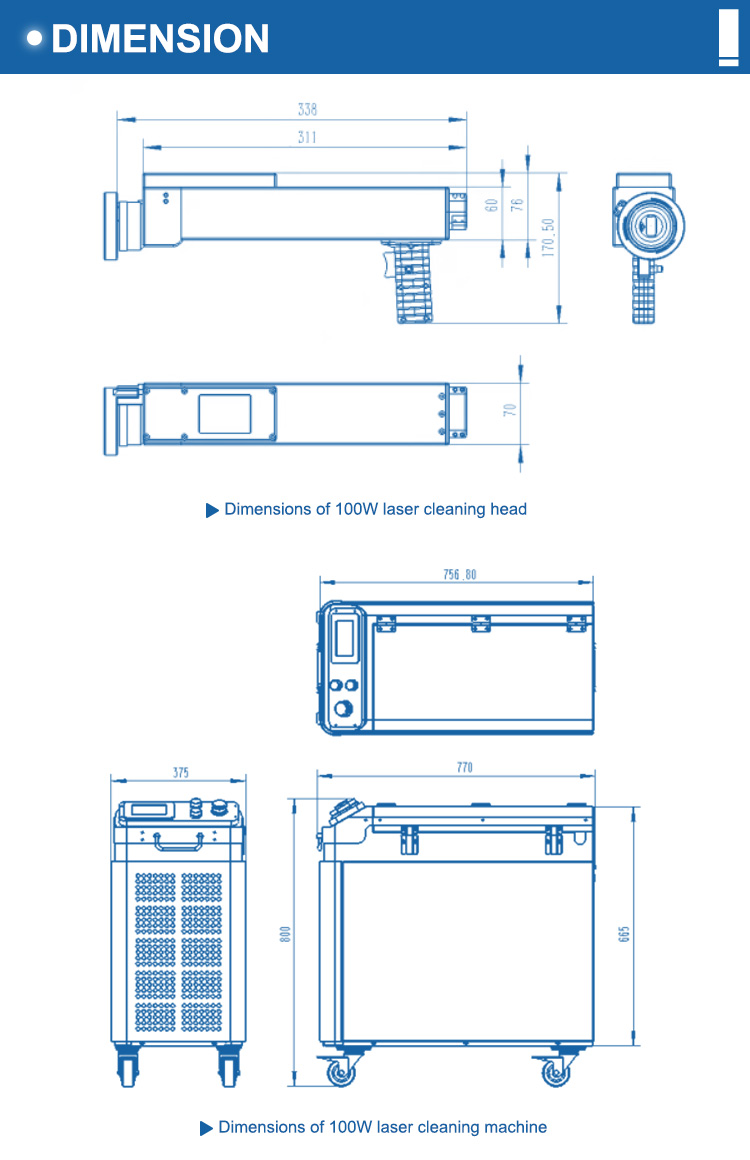 Handheld 100W 300W Laser Cleaning Machine Air Cooling Method