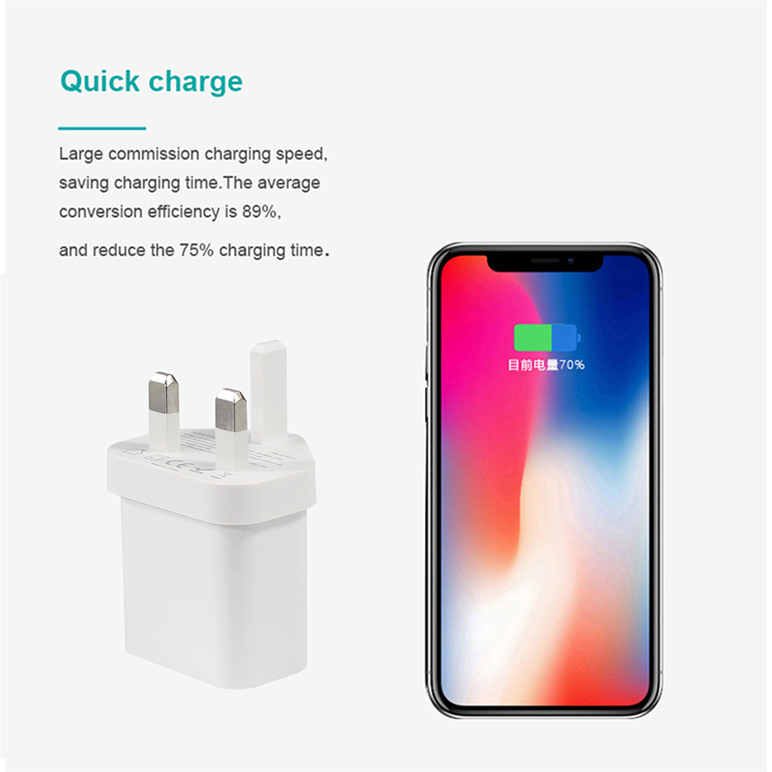 1A+1C USB Travel Charger Quick Charge Type C Fast 30W Wall UK Qc Charging