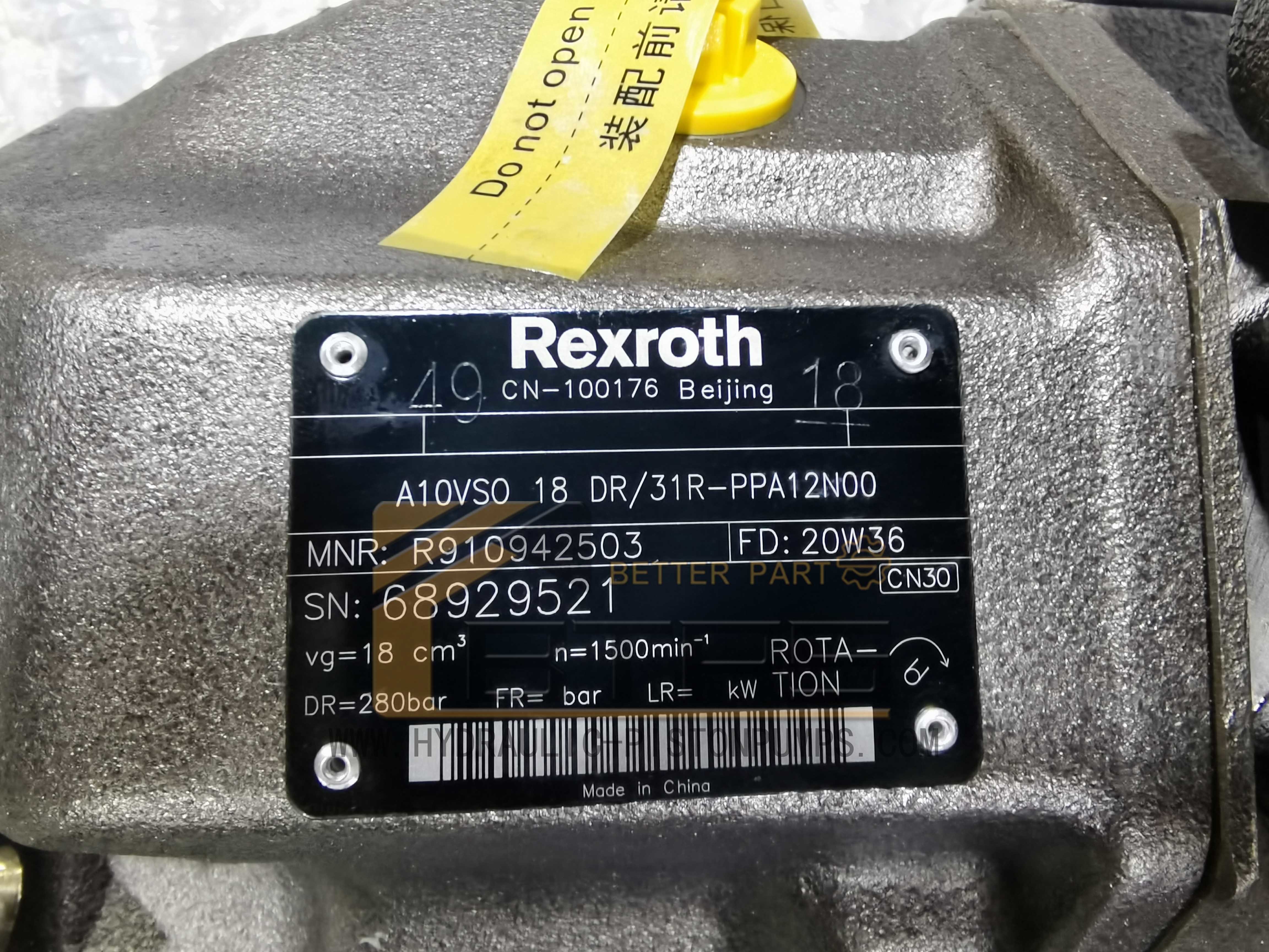 A10VSO18DR/31R-PKC62N00 Hydraulic Piston Pump 3/8IN 280BAR 1800RPM 3/4IN For Metering