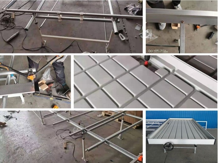 Agriculture Ebb And Flow tables Hydroponic seedling Grow Rolling Bench seedbed with abs tray