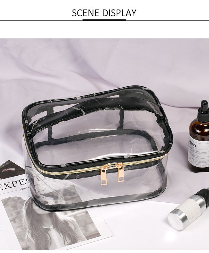 Black Travel Portable Waterproof PVC Makeup Handle Bag