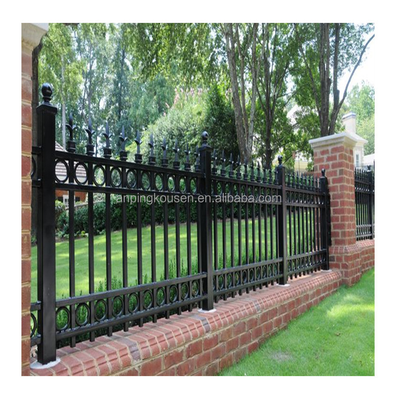 Solid Metal Horizontal Tubular Iron Fence Designs for Garden Black Powder Coated