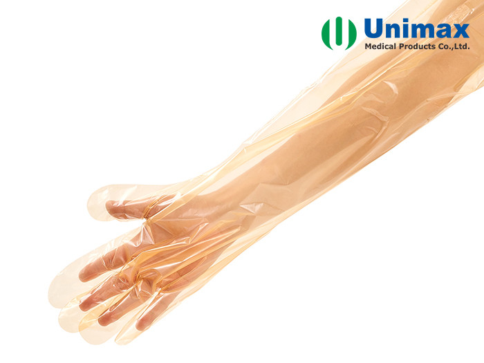 Orange UNIMAX Long Veterinary Gloves Disposable